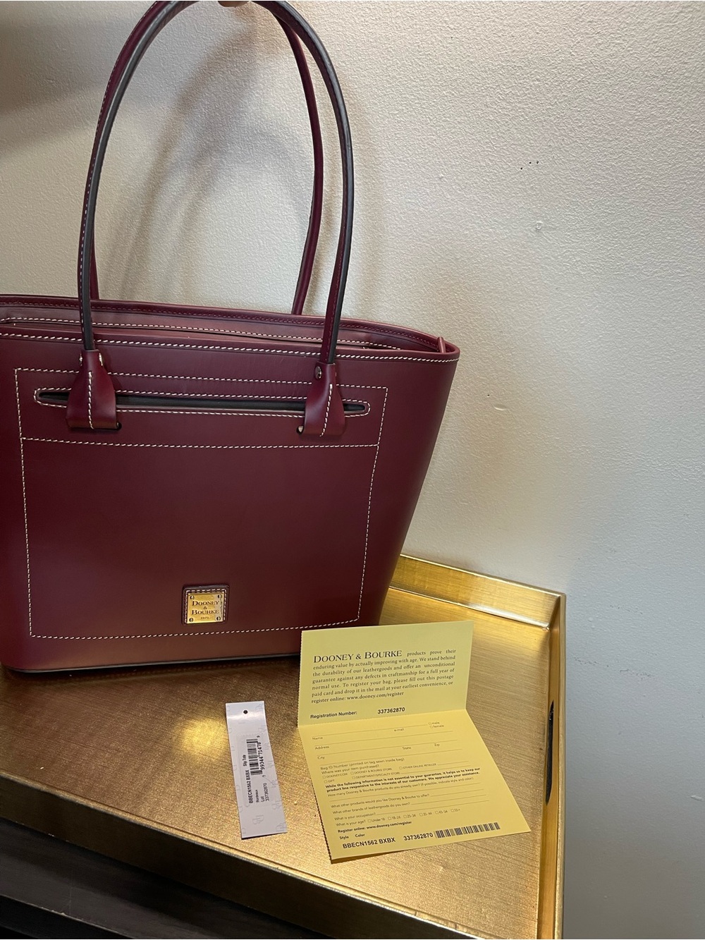 Dooney & Bourke BBECN1562 BXBX Burgundy Leather Tote Bag - Picture 11 of 15
